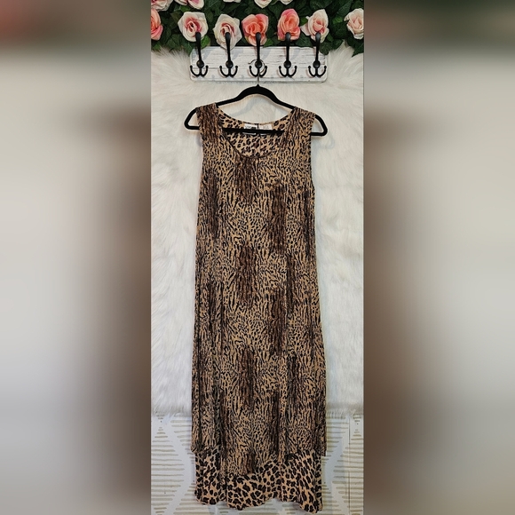 Phool Vintage Longline Layered Animal Print Maxi Dress - Picture 1 of 7